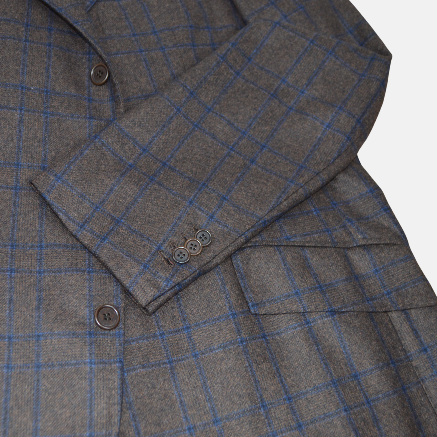 Brown/Blue Checked Blazer made of Virgin Wool (54)