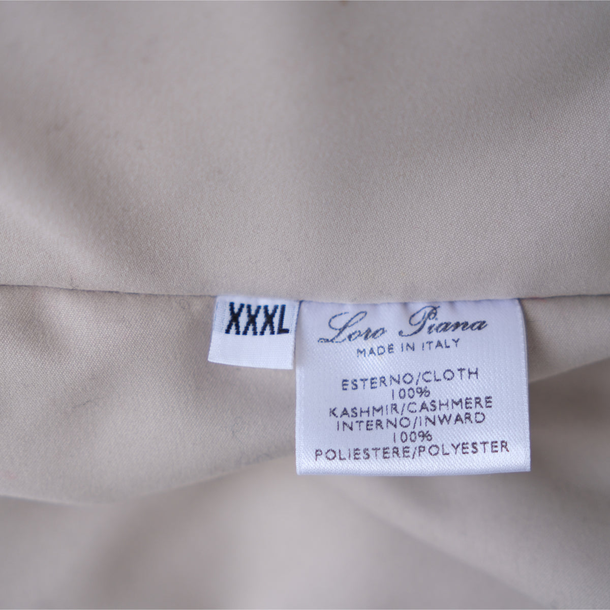 Brauner Daunenmantel aus Baby-Kaschmir mit Castarino-Kragen (XXXL)