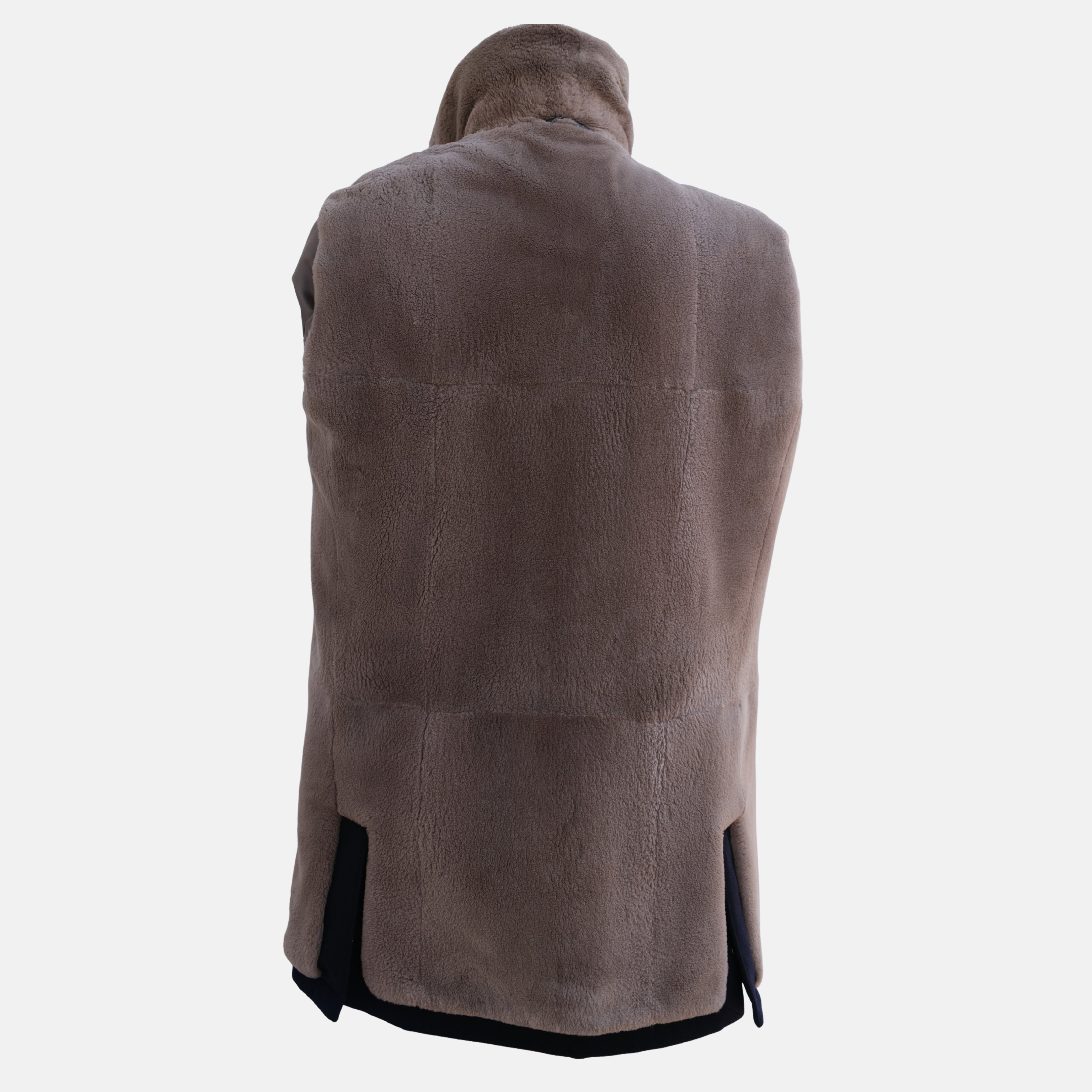 Navy Beaver Lined Cashmere Coat (M)