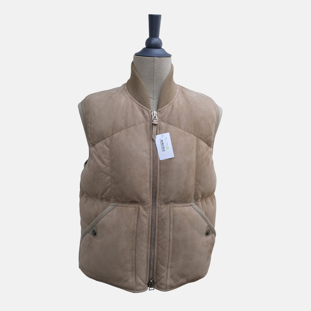 Beige Suede Down Vest (EU 48)
