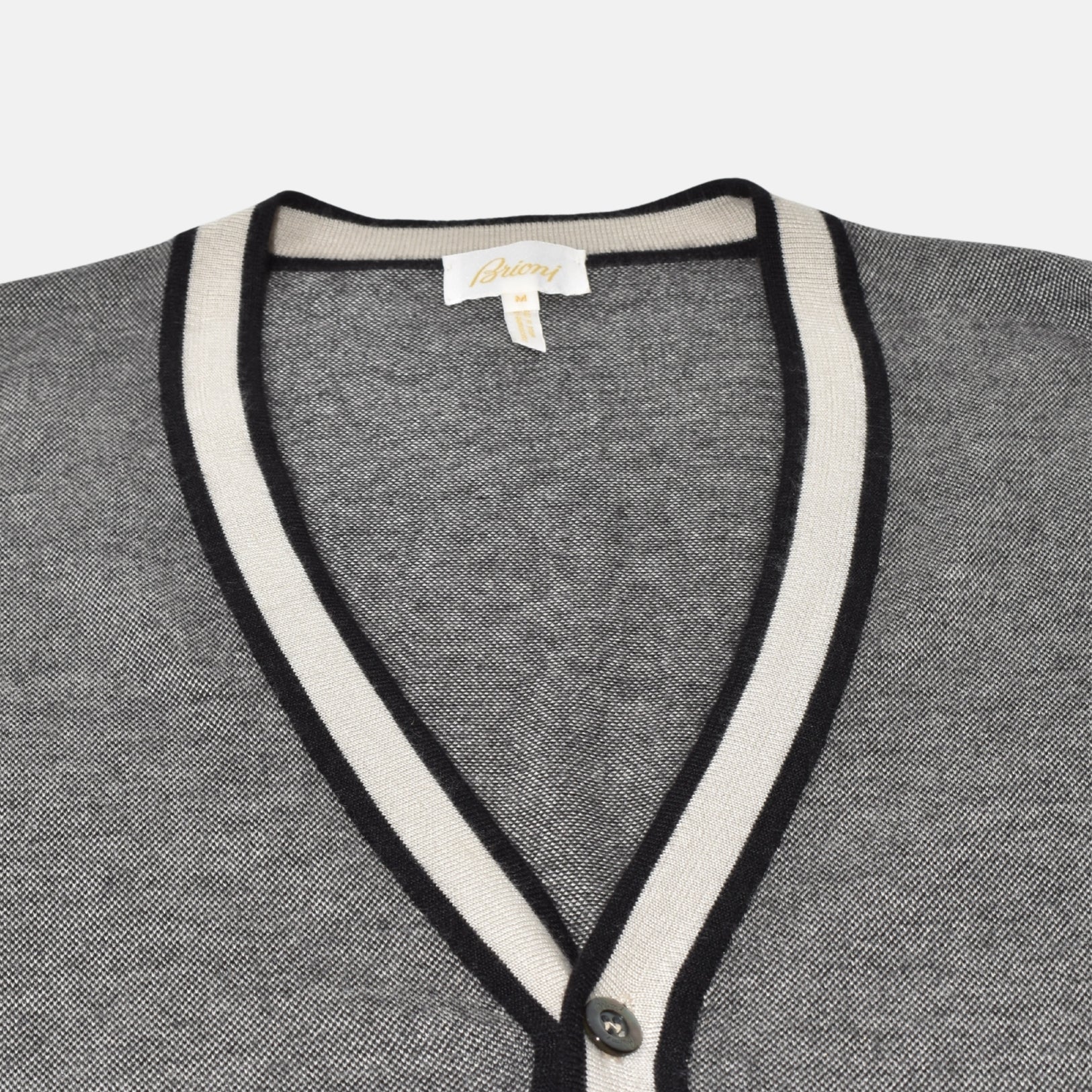 Black-Cream Patterned Cardigan made of Cashmere/Silk (M)