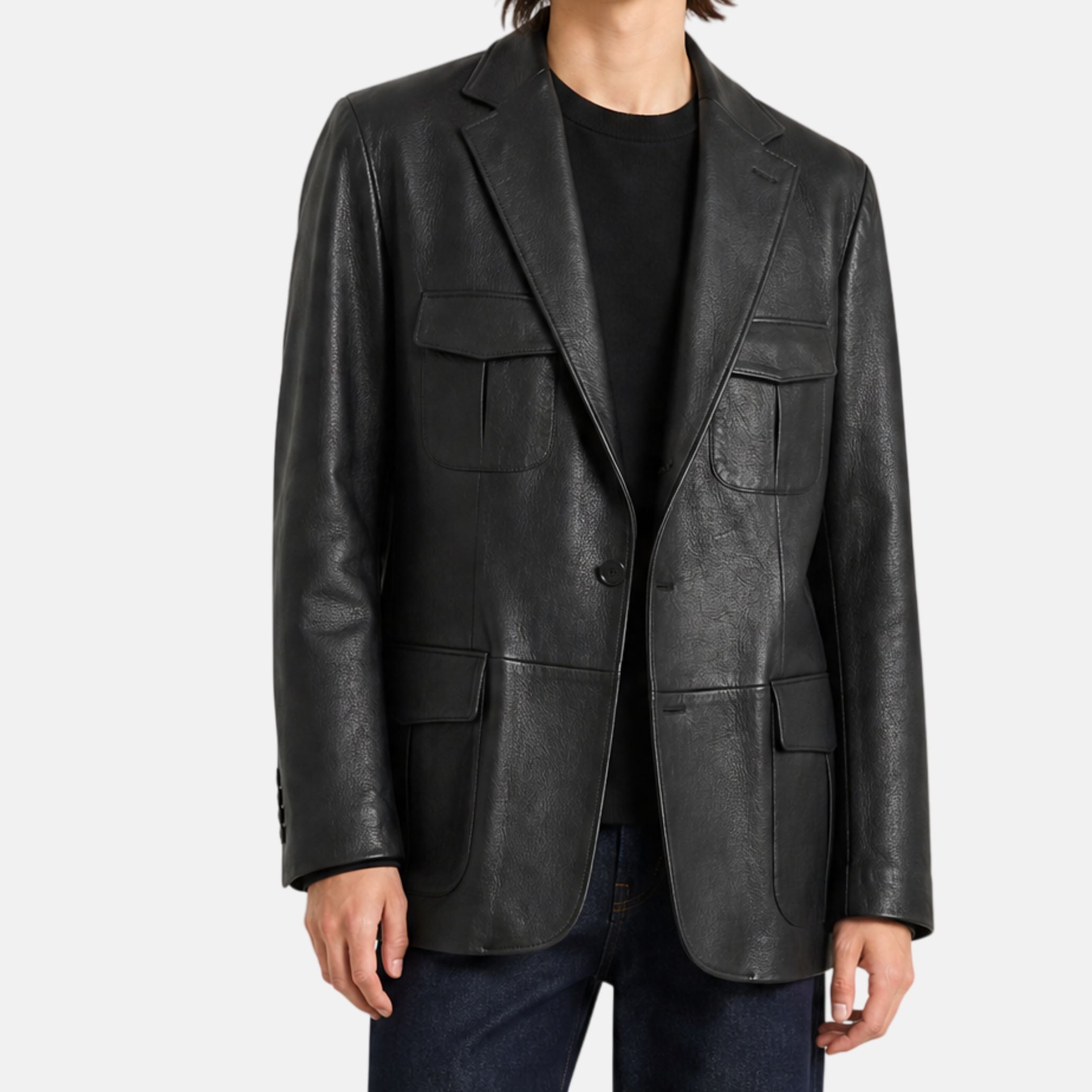 Black Blazer made of Deer Leather (L)