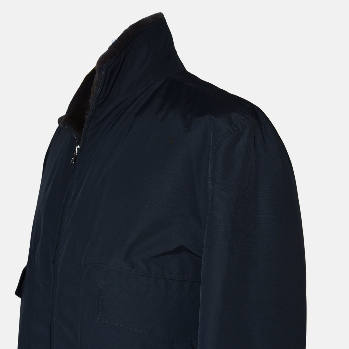 Midnight Blue Beaver Lined Bomber Jacket (EU 52)