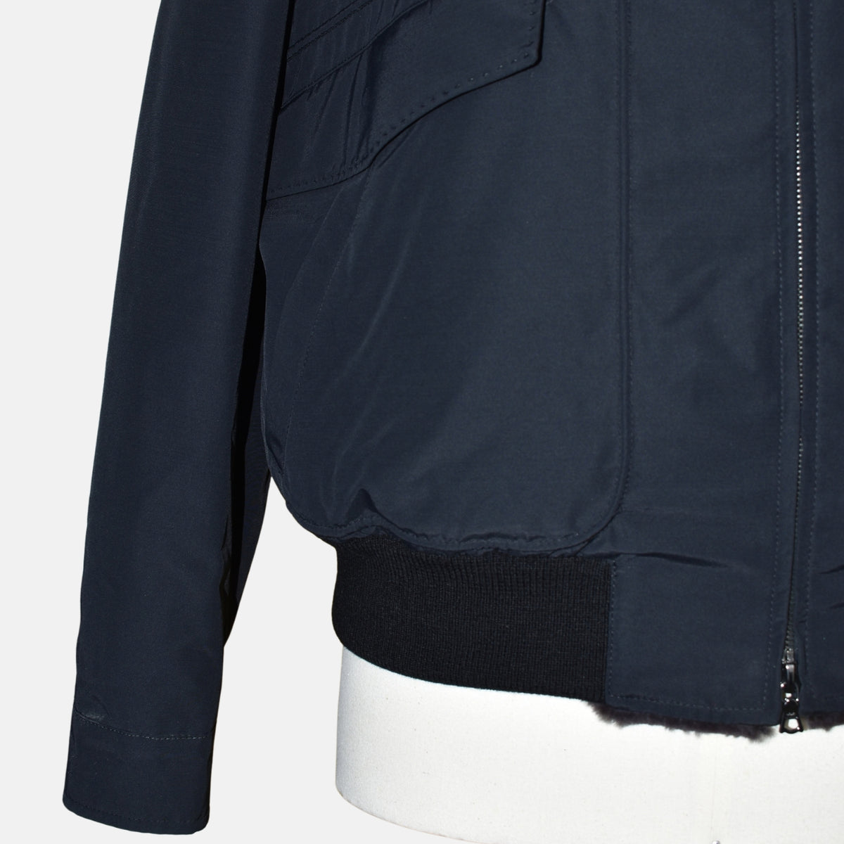 Midnight Blue Beaver Lined Bomber Jacket (EU 52)