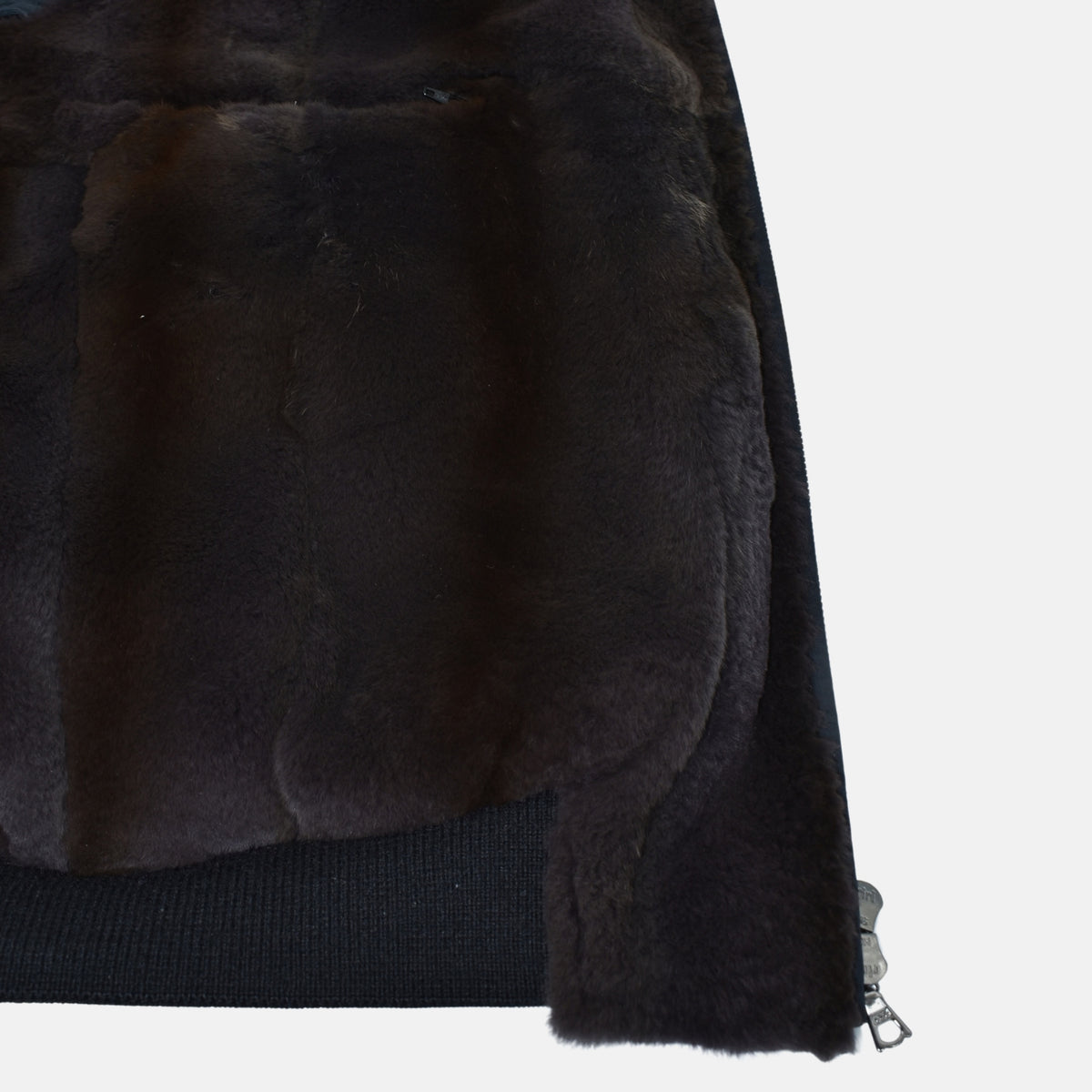 Midnight Blue Beaver Lined Bomber Jacket (EU 52)