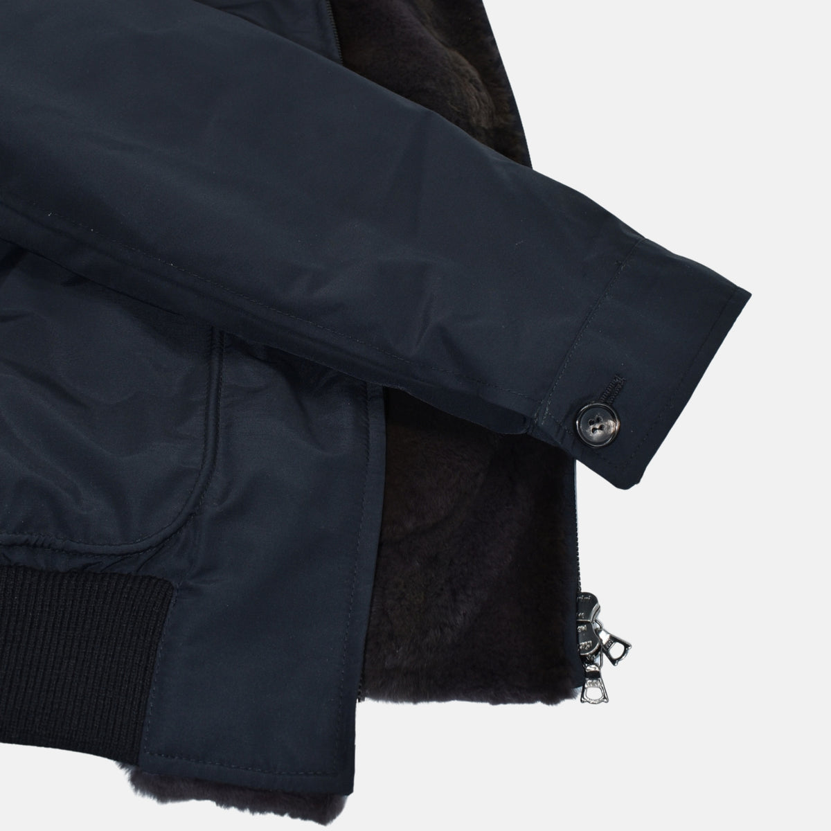 Midnight Blue Beaver Lined Bomber Jacket (EU 52)