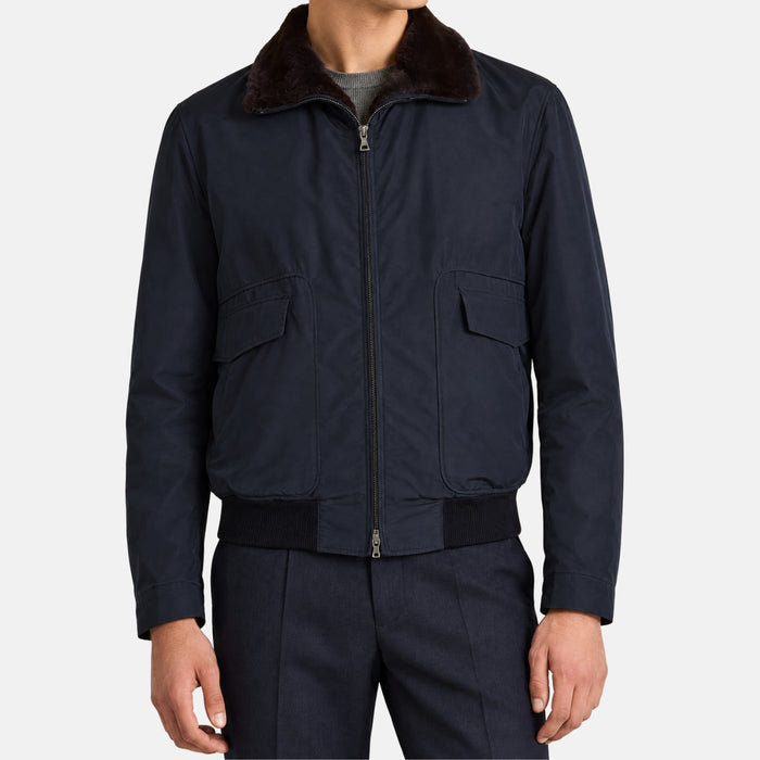 Midnight Blue Weasel Lined Bomber Jacket (EU 52)