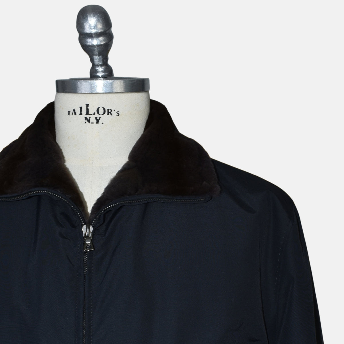 Midnight Blue Beaver Lined Bomber Jacket (EU 52)