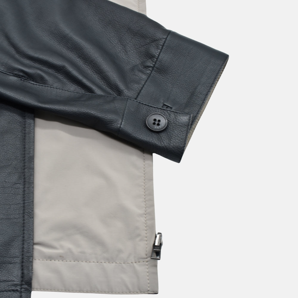 Hooded Leather Jacket Reversible