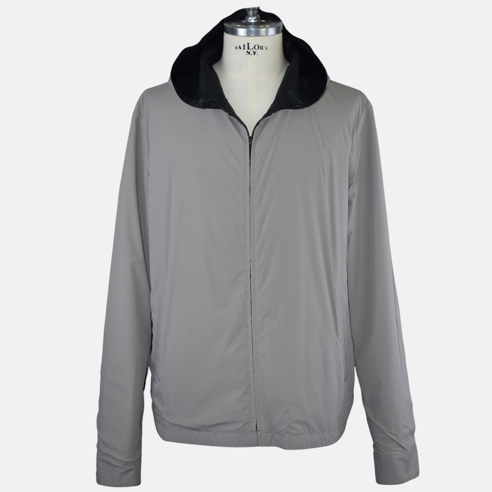 Hooded Leather Jacket Reversible