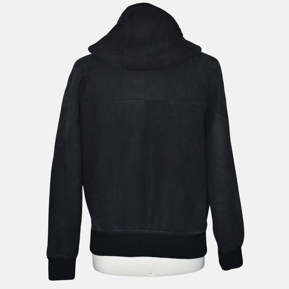 Black Hooded Shearling Jacket