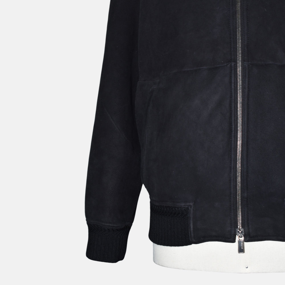 Black Hooded Shearling Jacket