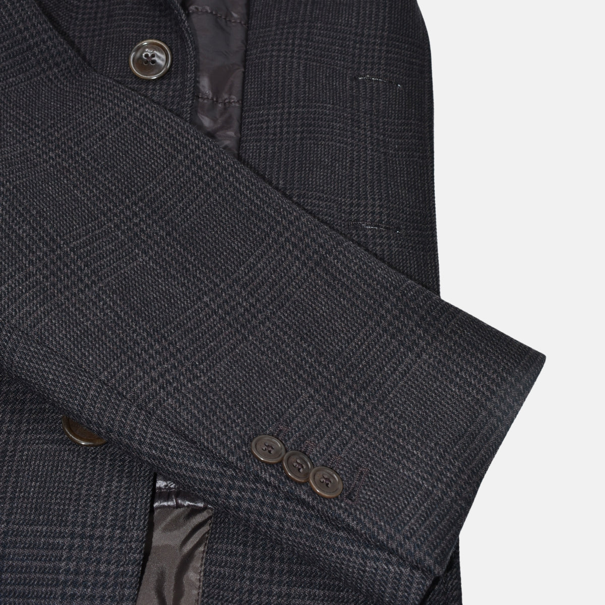 Multicoloured Checkered Coat/Integrated Vest made of Wool/Cotton (XXL)