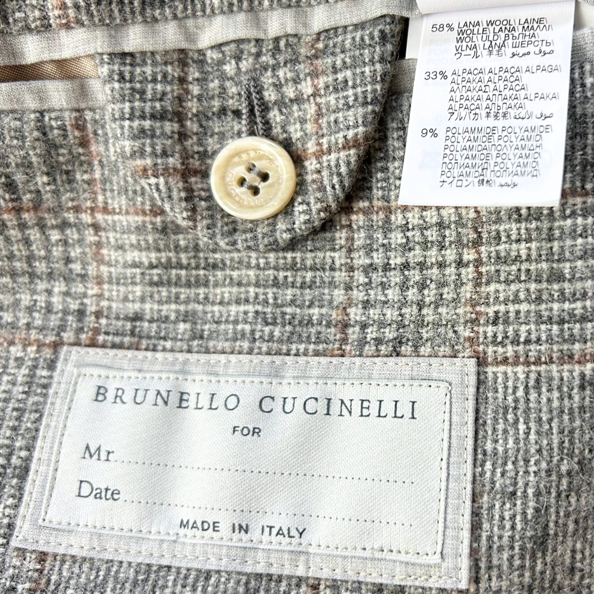 Gray/Brown Checkered made of Wool/Alpaca/Polyamide (EU 44)