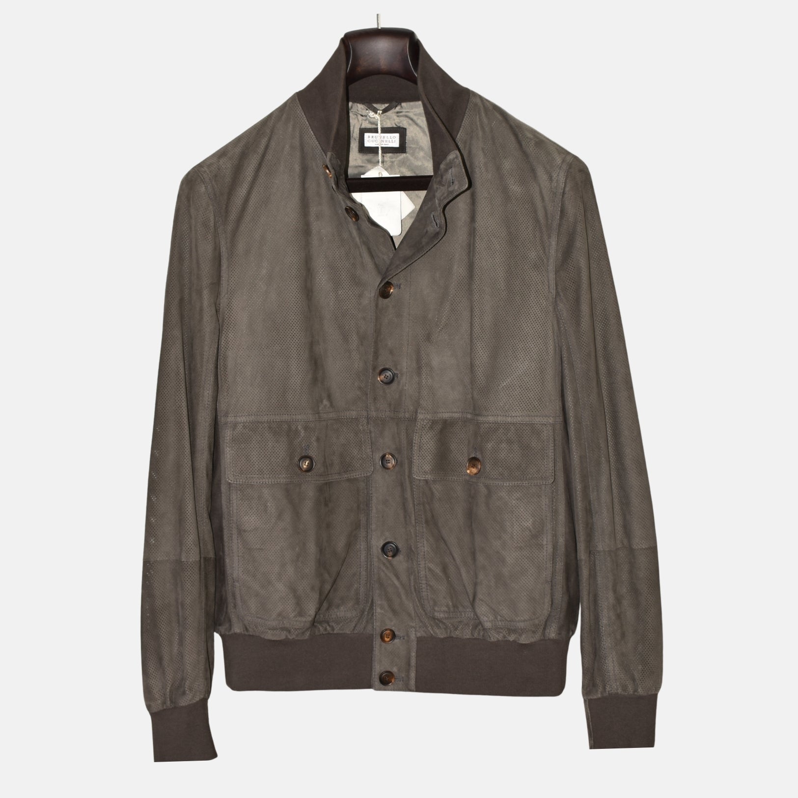 Olive Suede Leather Jacket (L)
