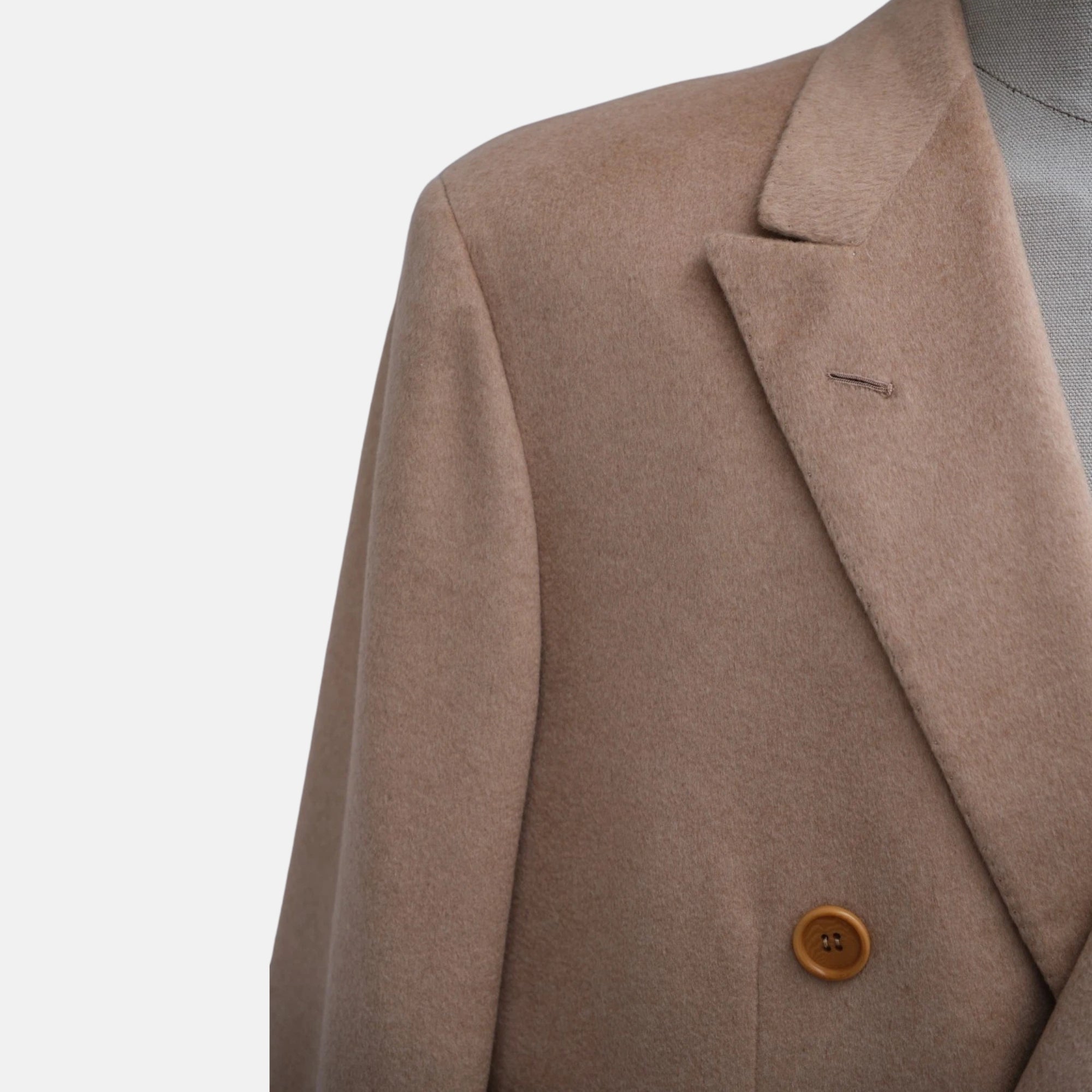 Beige Double Breasted Guanaco Coat (EU 50)