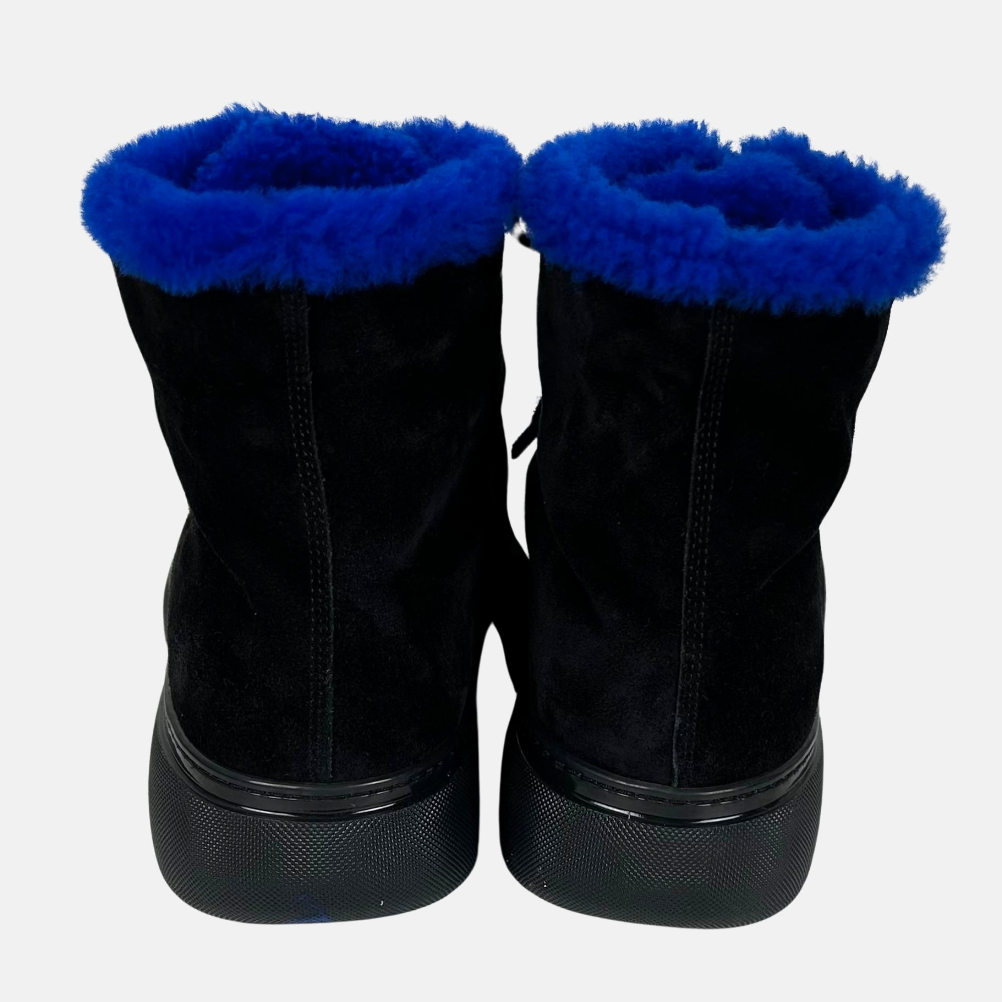 Black/Royal Blue Creeper Boots made of Suede/Lamb Shearling (EU 42)