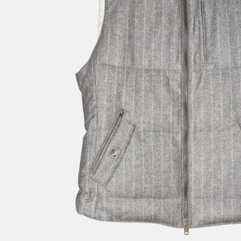Grey Striped Flannel Vest made of Wool/Cashmere (S)