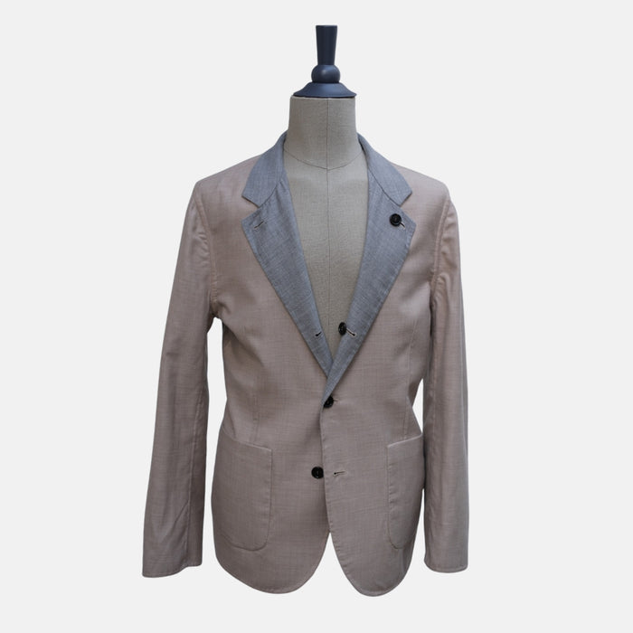 Beige/Grey Reversible Cashmere/Silk Blazer (EU 46/EU 52)