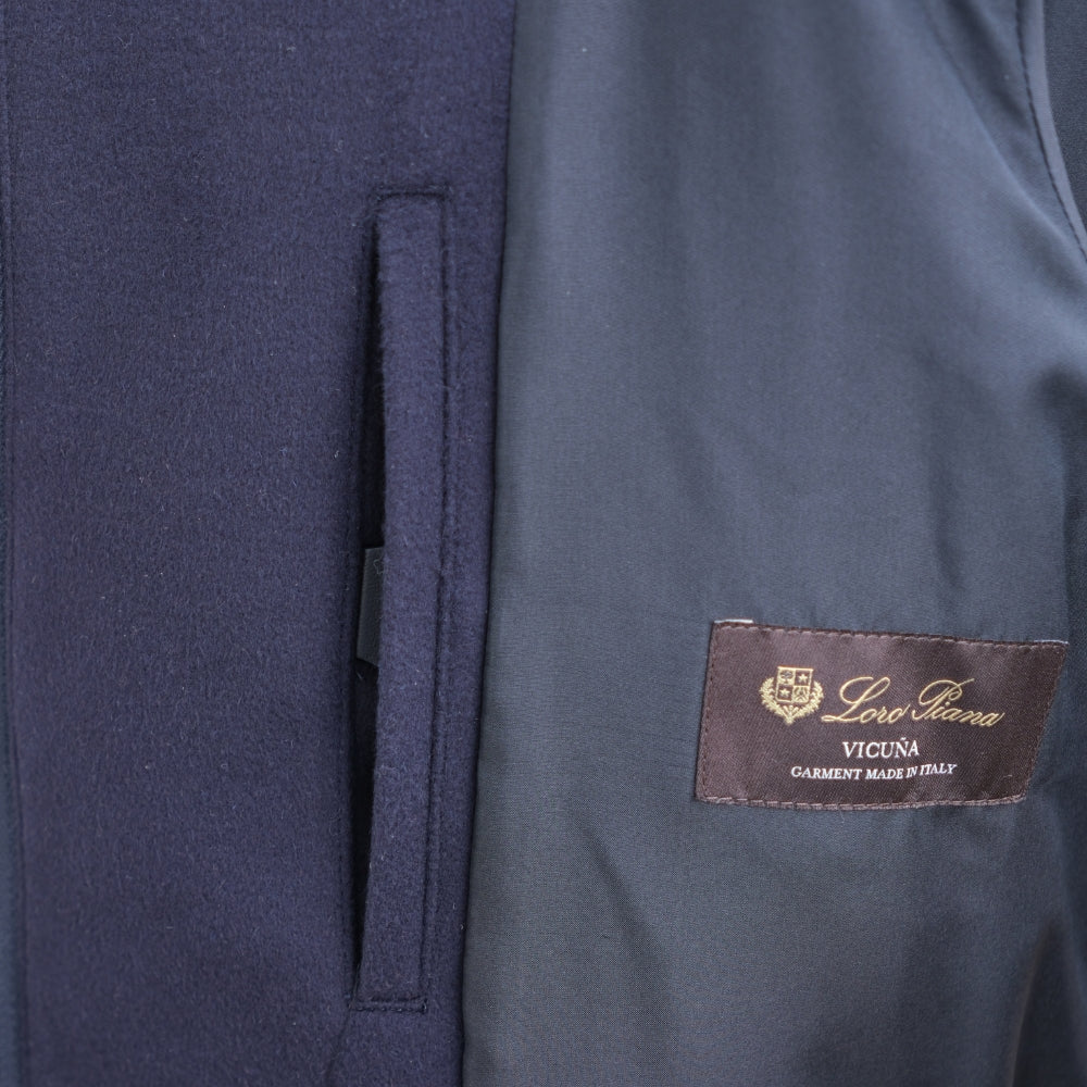 Navy Blue Vicuna Bomber Jacket (EU 48, EU 54)
