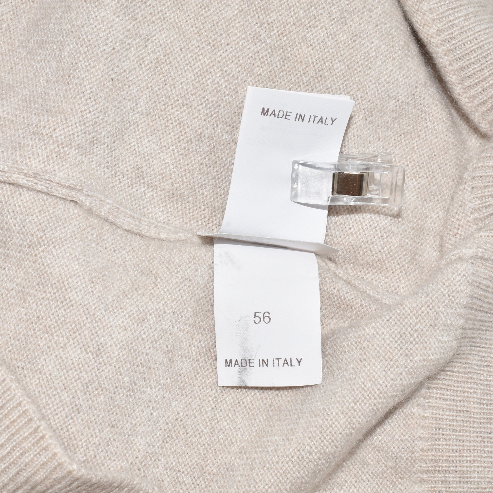 Beige V-Neck Cashmere Sweater (EU 56)