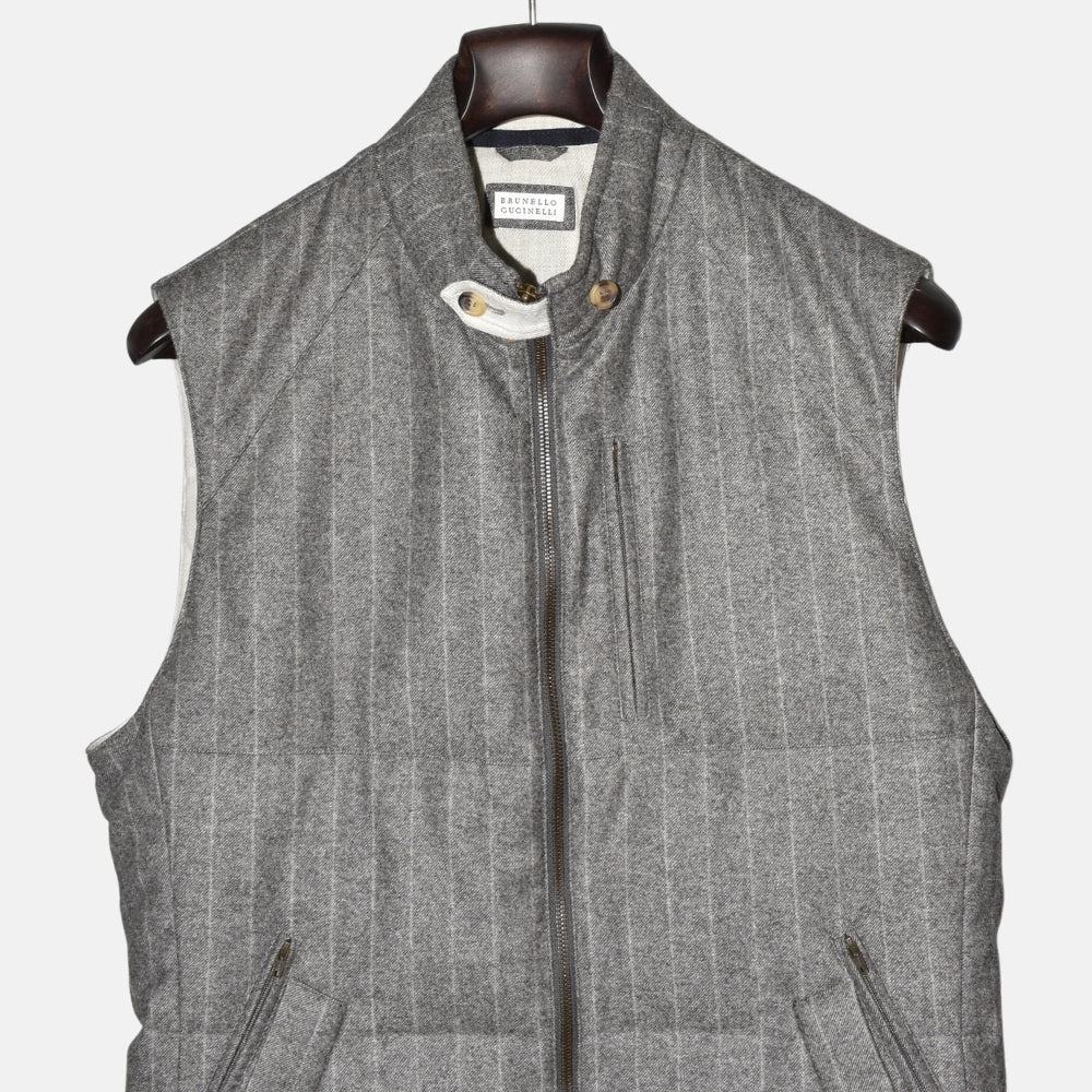 Grey Striped Flannel Vest made of Wool/Cashmere (S)
