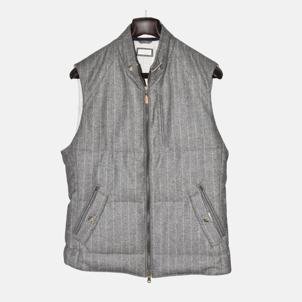 Grey Striped Flannel Vest made of Wool/Cashmere (S)