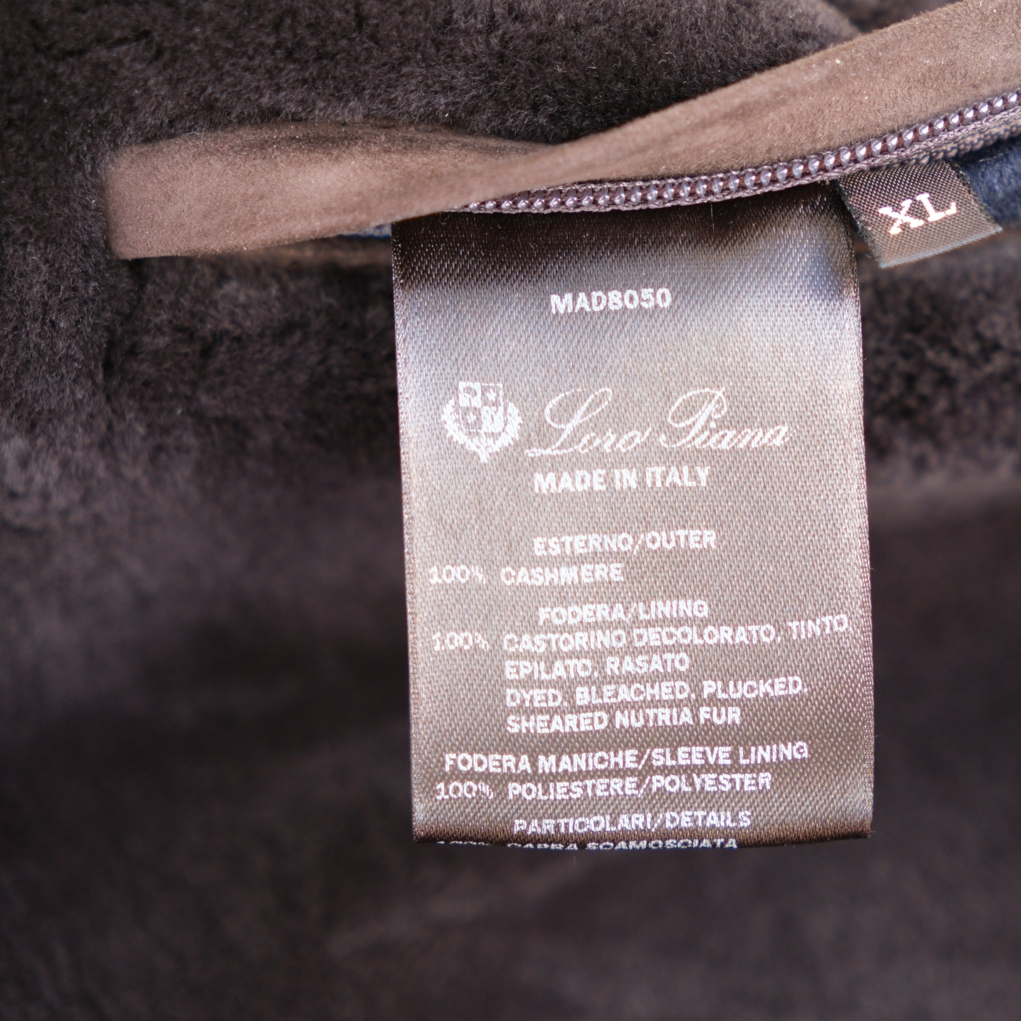 Navy Blue Beaver Lined Cashmere Coat (XL)