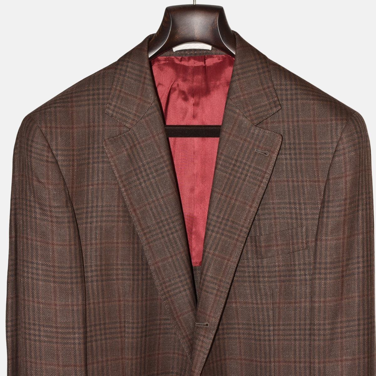 Brown Checked Blazer Linen/Wool/Silk (EU 50)