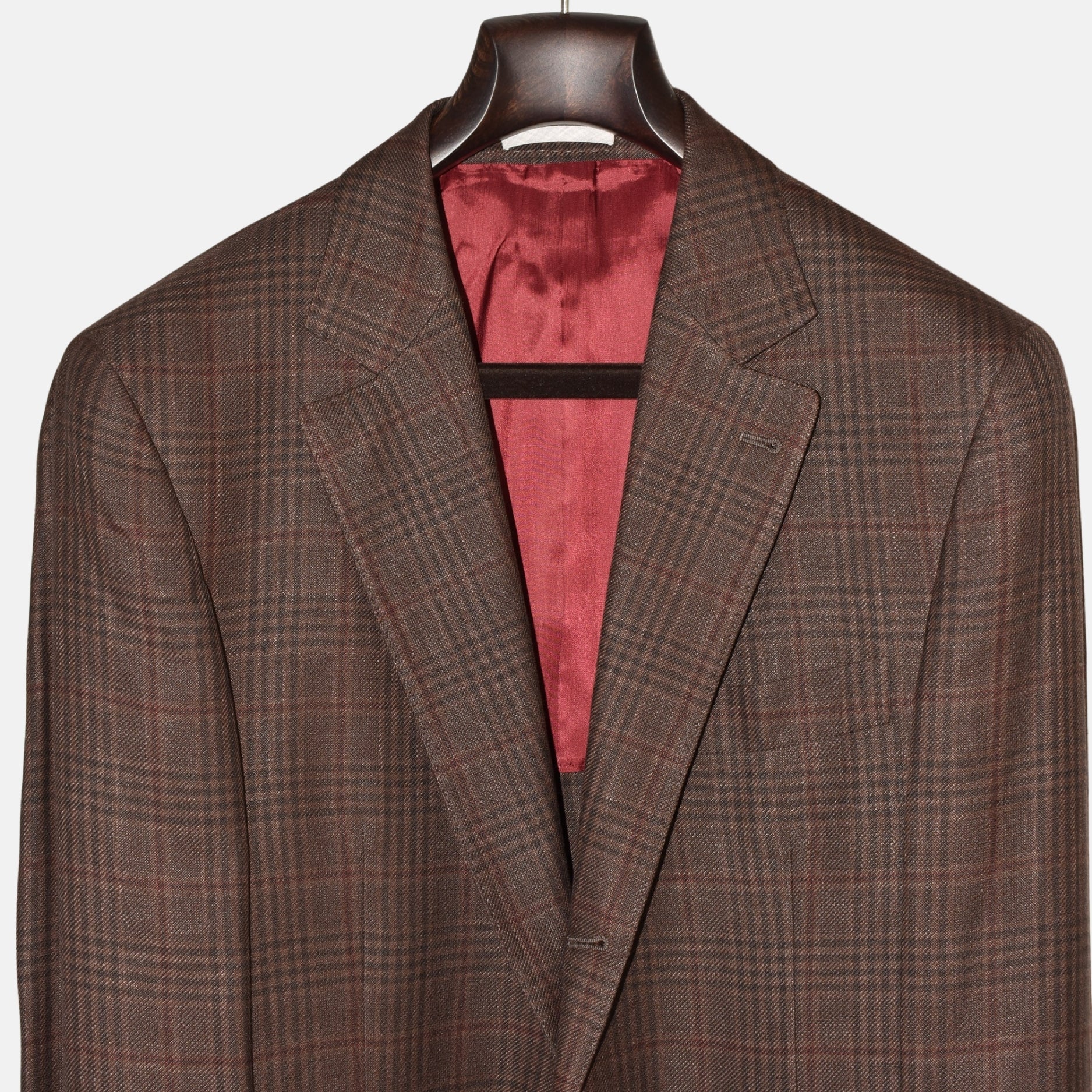 Brown Checked Blazer Linen/Wool/Silk (EU 50)