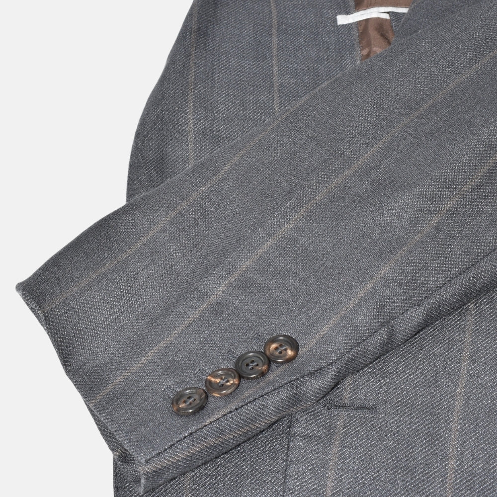 Grey Striped Blazer made of Linen/Wool/Silk (EU 54)