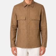 Camel Shirt Jacket made of Linen (L)