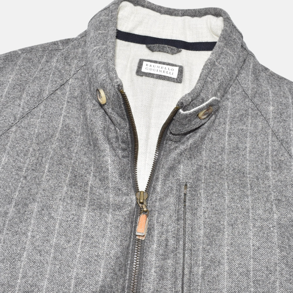 Grey Striped Flannel Vest made of Wool/Cashmere (S)