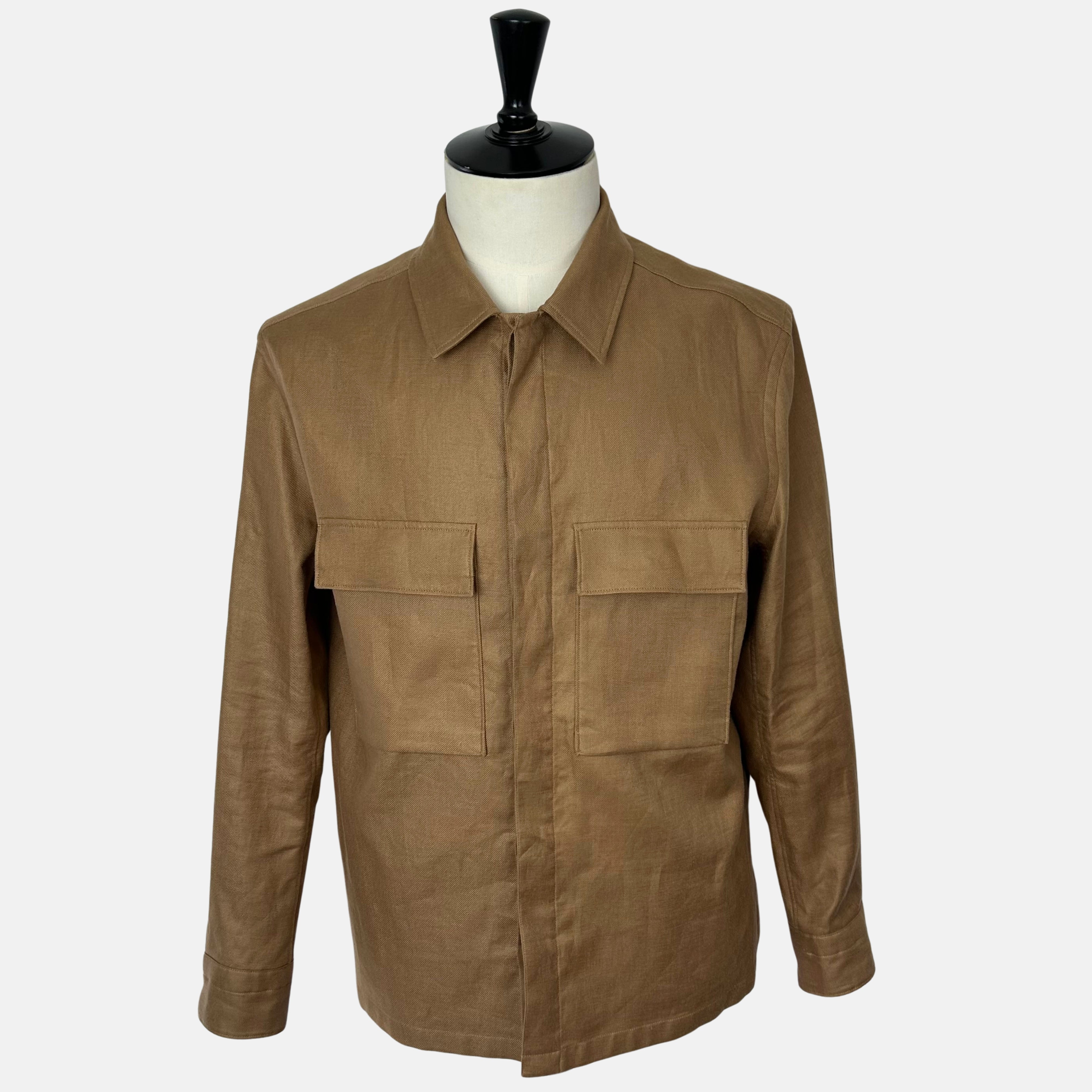 Camel Shirt Jacket made of Linen (L)