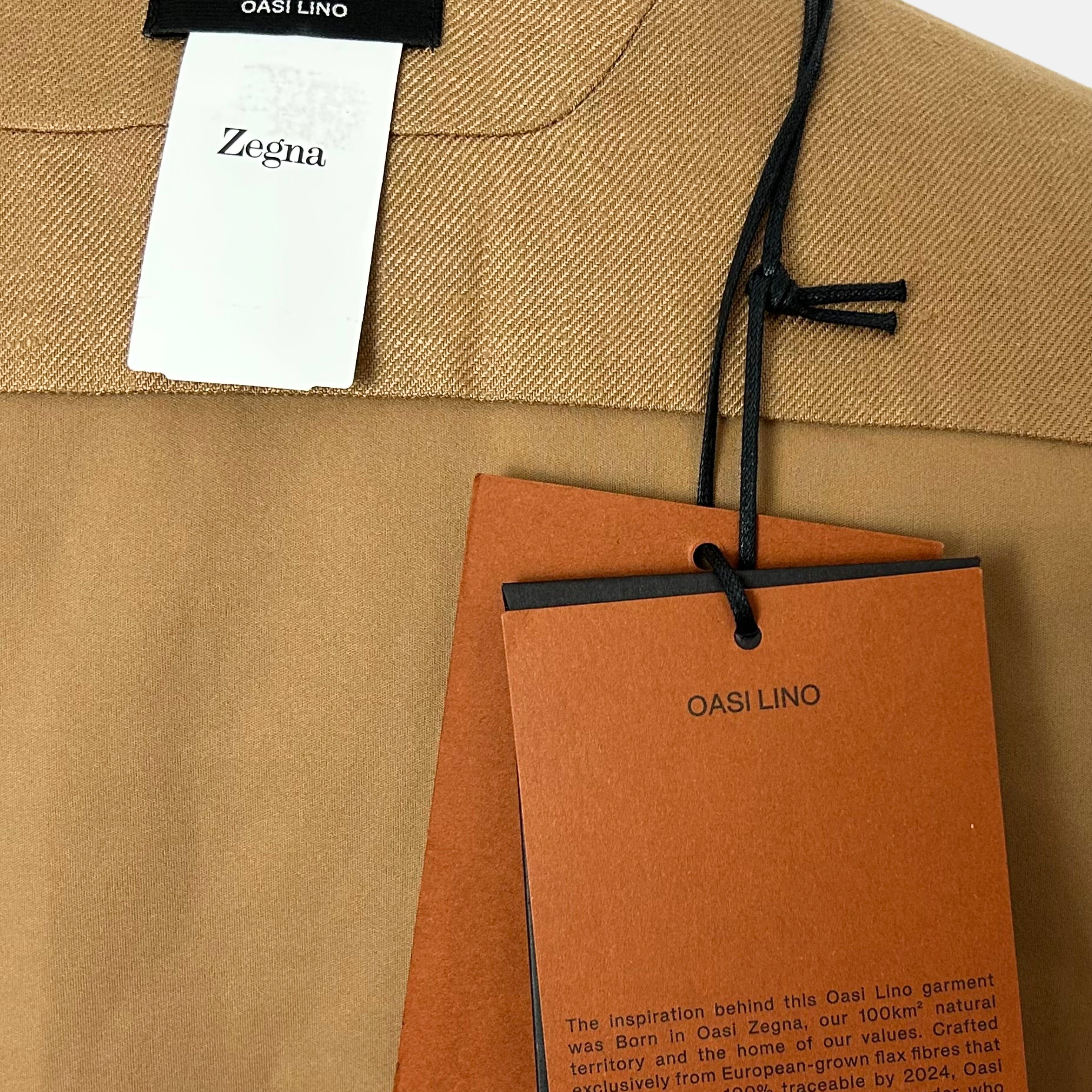 Camel Shirt Jacket made of Linen (L)