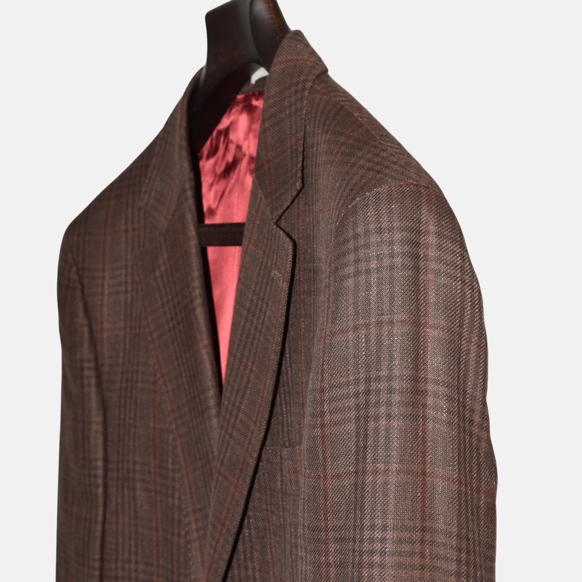 Brown Checked Blazer Linen/Wool/Silk (EU 50)