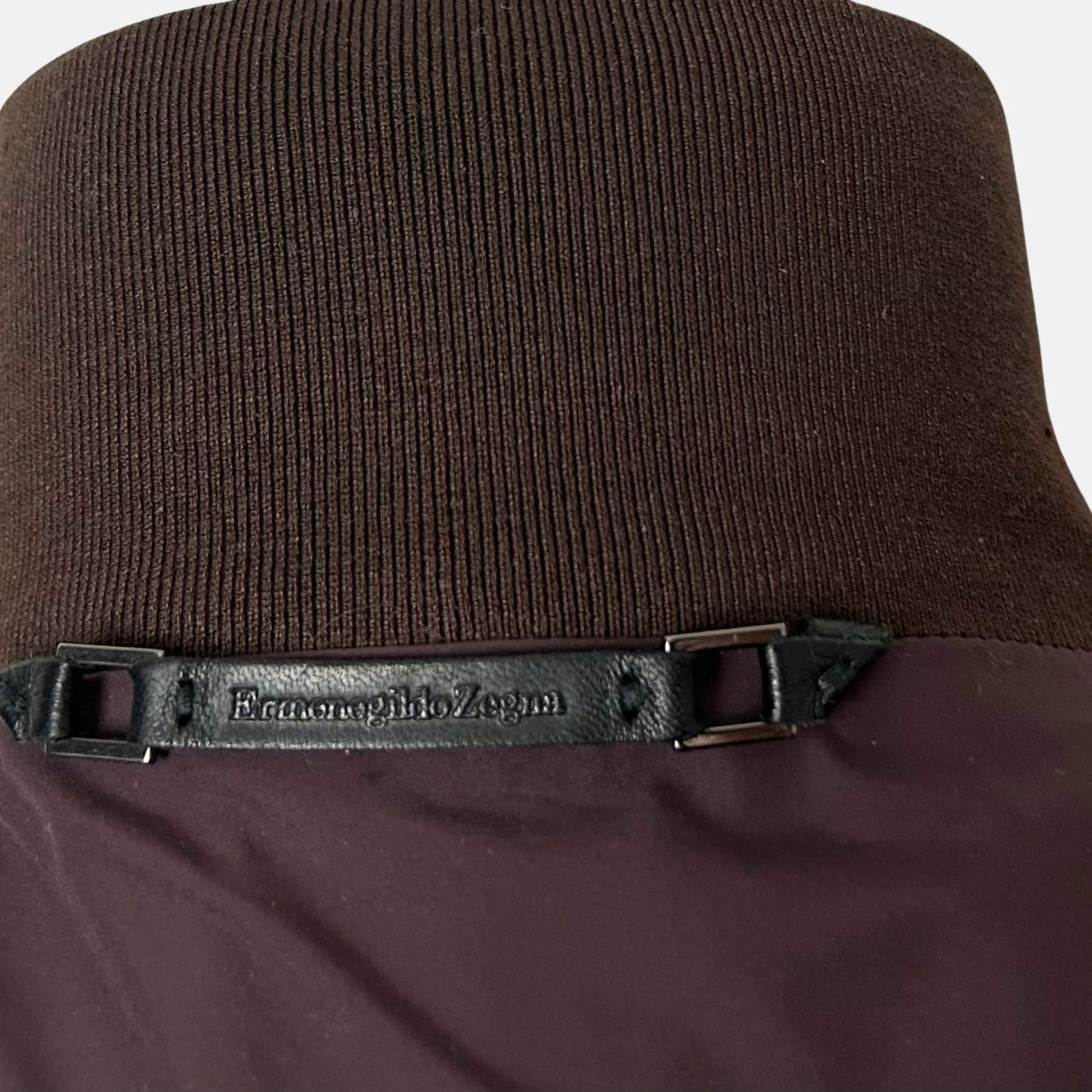 Dark Brown–Burgundy Bomber Jacket made of Suede/Knit/Silk/Nylon/Elastane (EU 56)