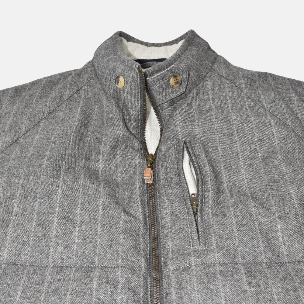 Grey Striped Flannel Vest made of Wool/Cashmere (S)