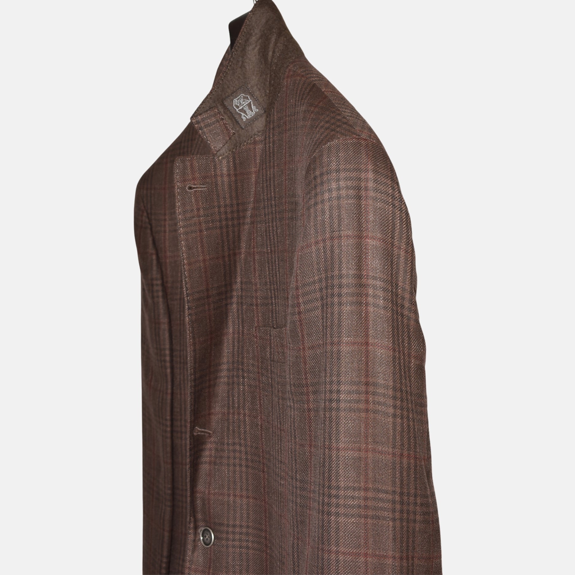 Brown Checked Blazer Linen/Wool/Silk (EU 50)