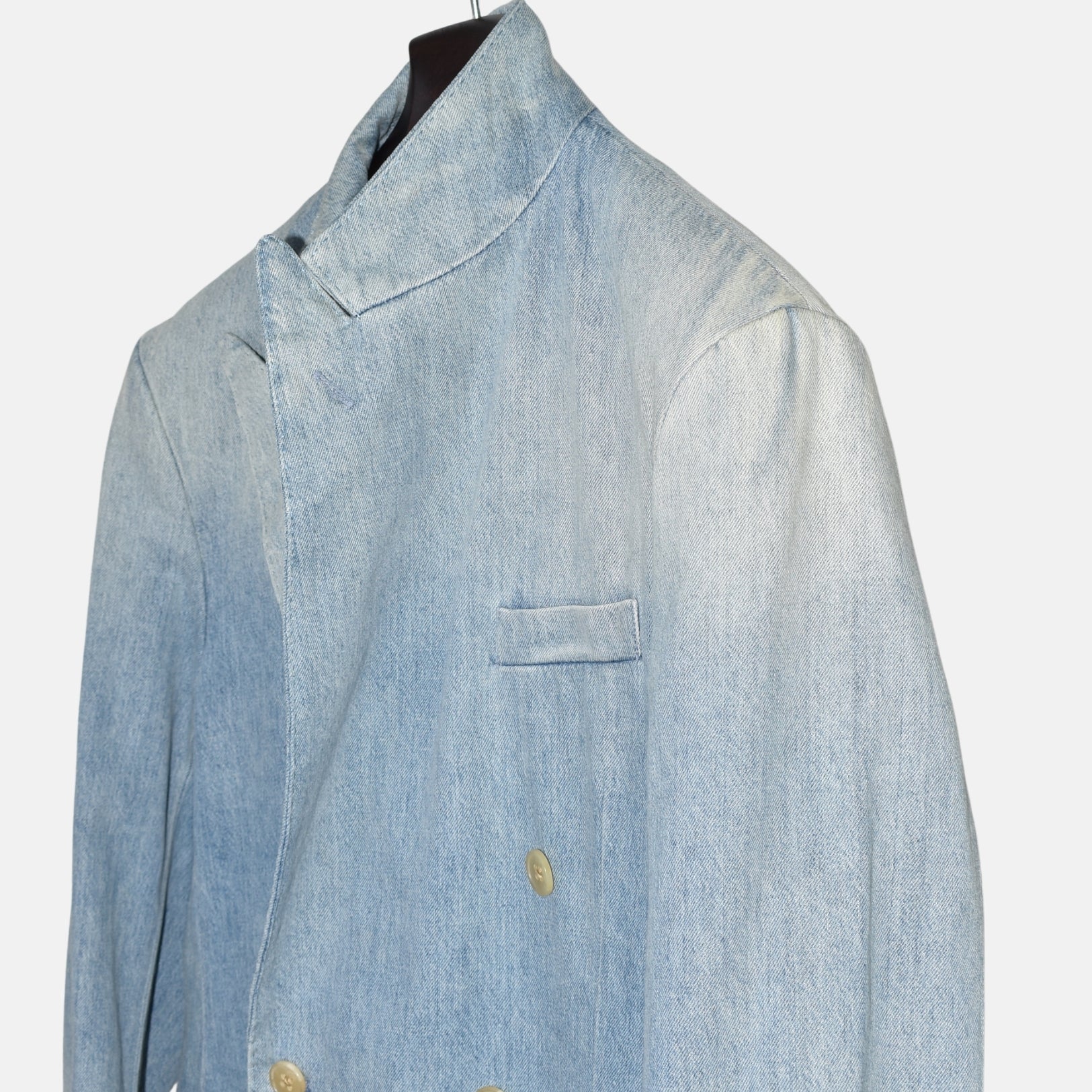 Blue Double Breasted Denim Cotton Blazer (EU 52)