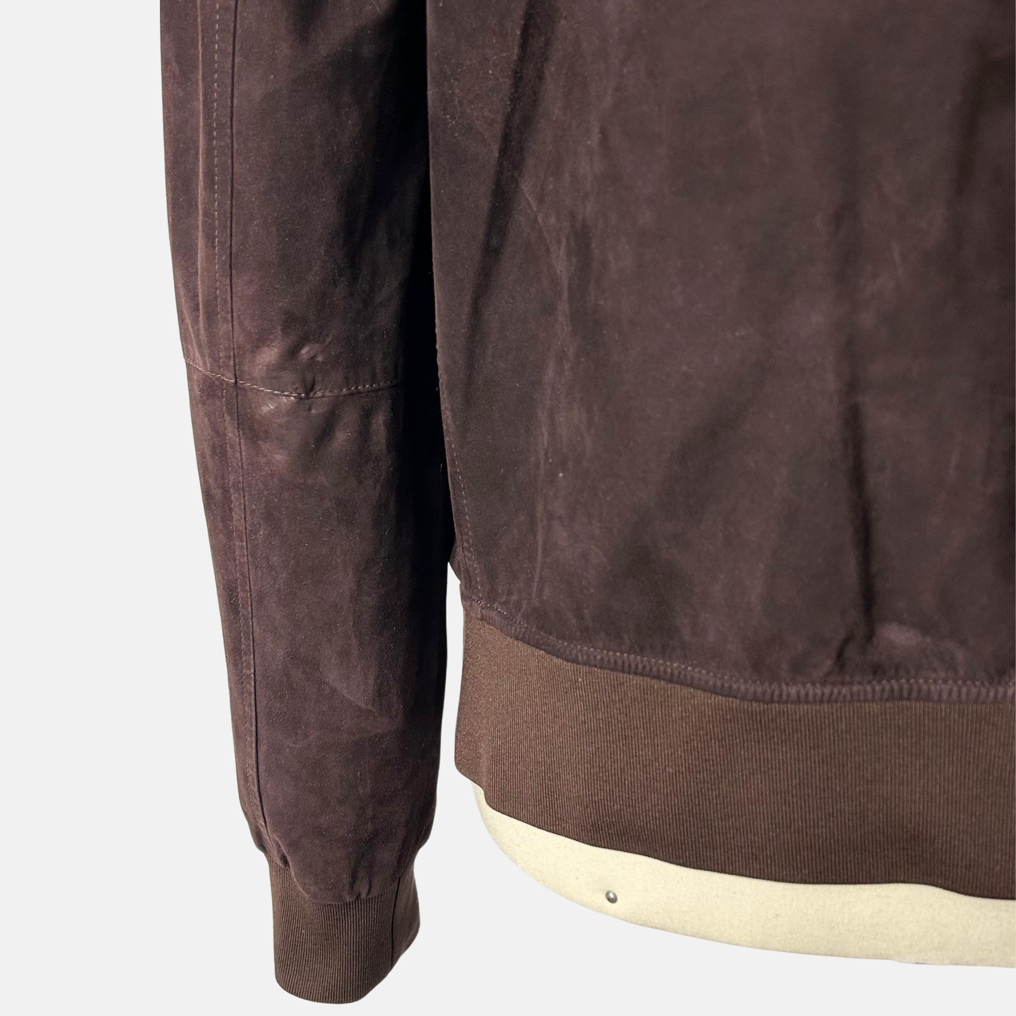 Dark Brown–Burgundy Bomber Jacket made of Suede/Knit/Silk/Nylon/Elastane (EU 56)
