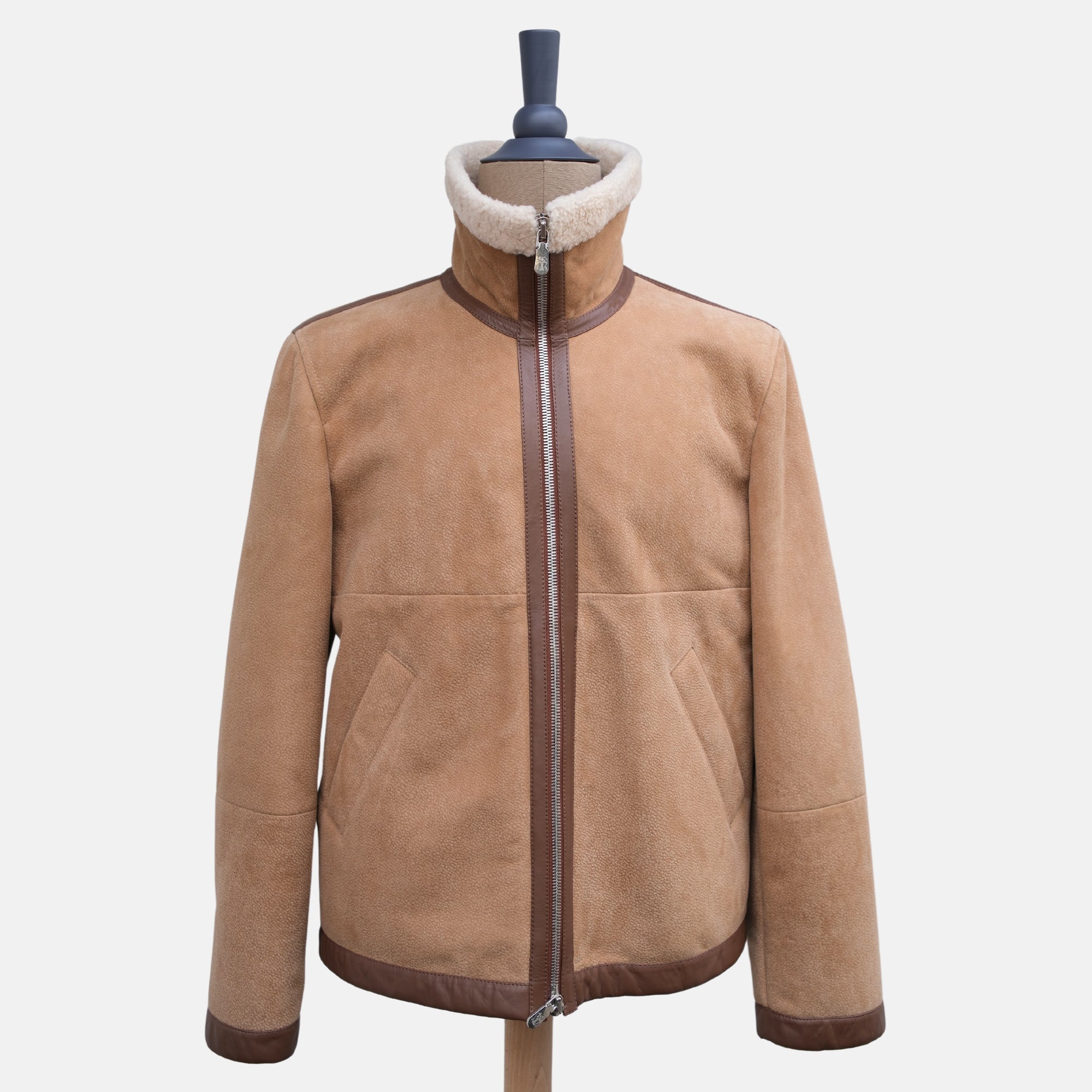 Beige/Brown Shearling Jacket (M)