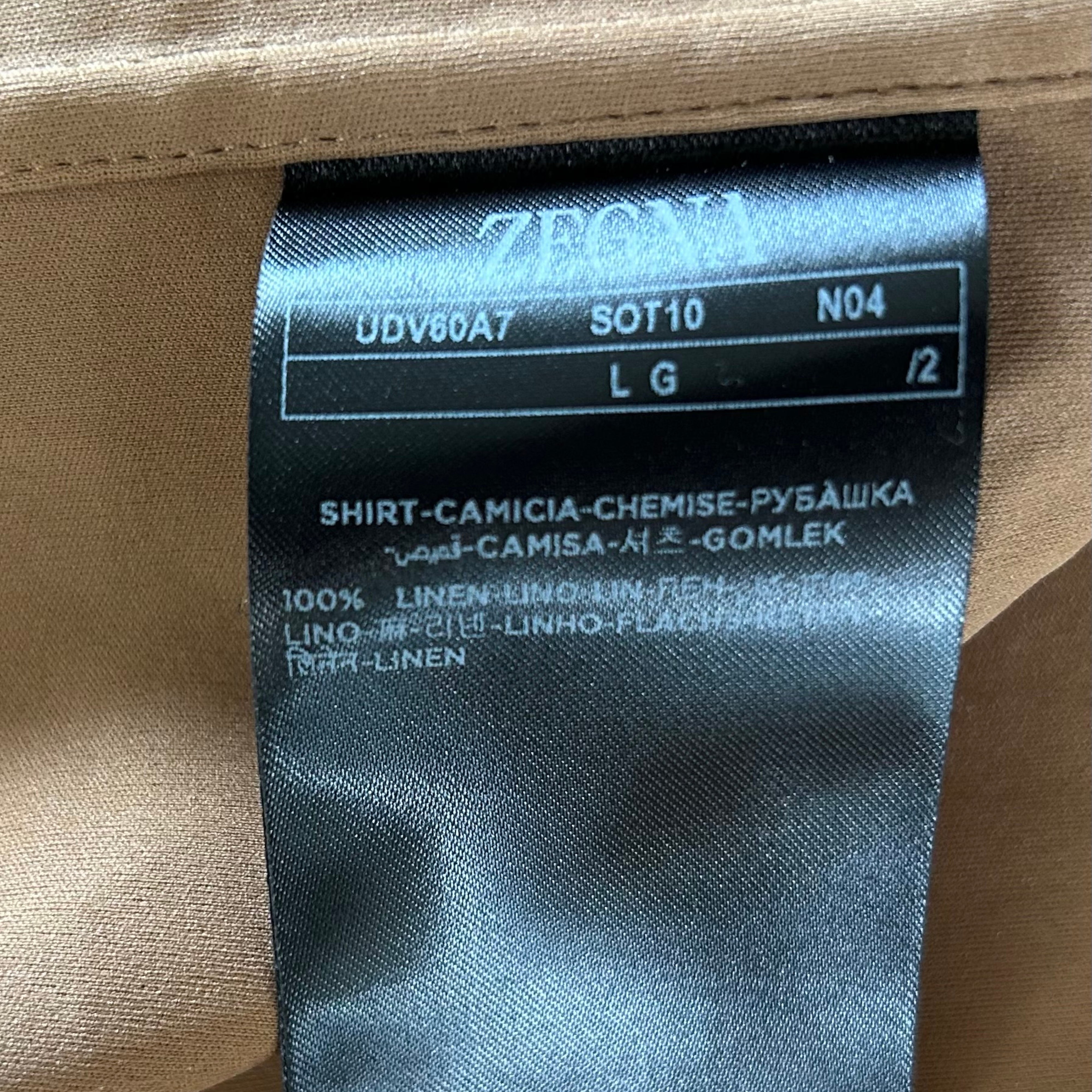 Camel Shirt Jacket made of Linen (L)