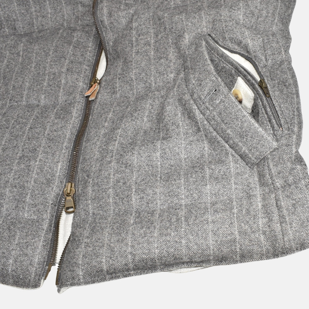 Grey Striped Flannel Vest made of Wool/Cashmere (S)