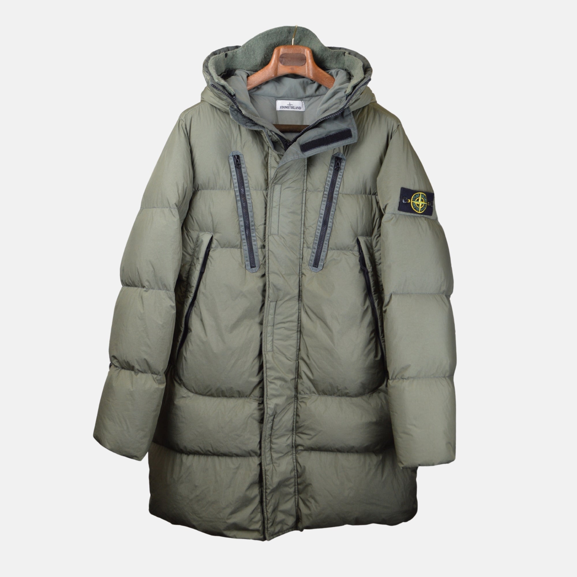 Green Down Coat made of Polyamide/Wool (L)