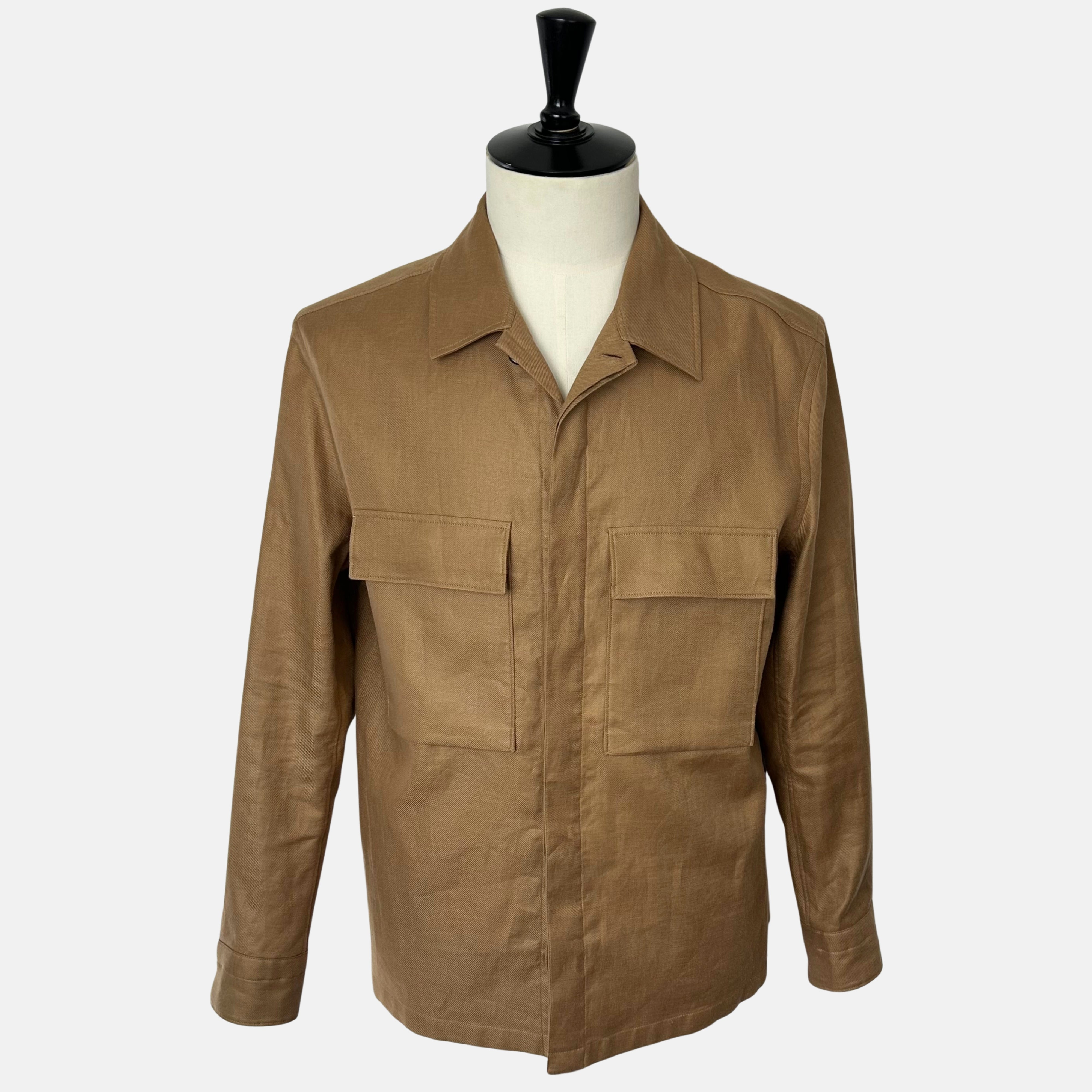 Camel Shirt Jacket made of Linen (L)