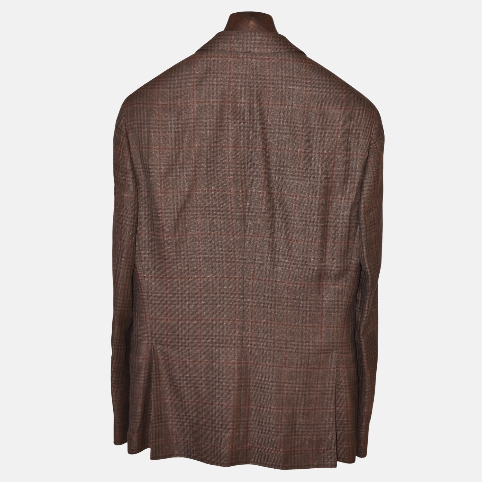 Brown Checked Blazer Linen/Wool/Silk (EU 50)