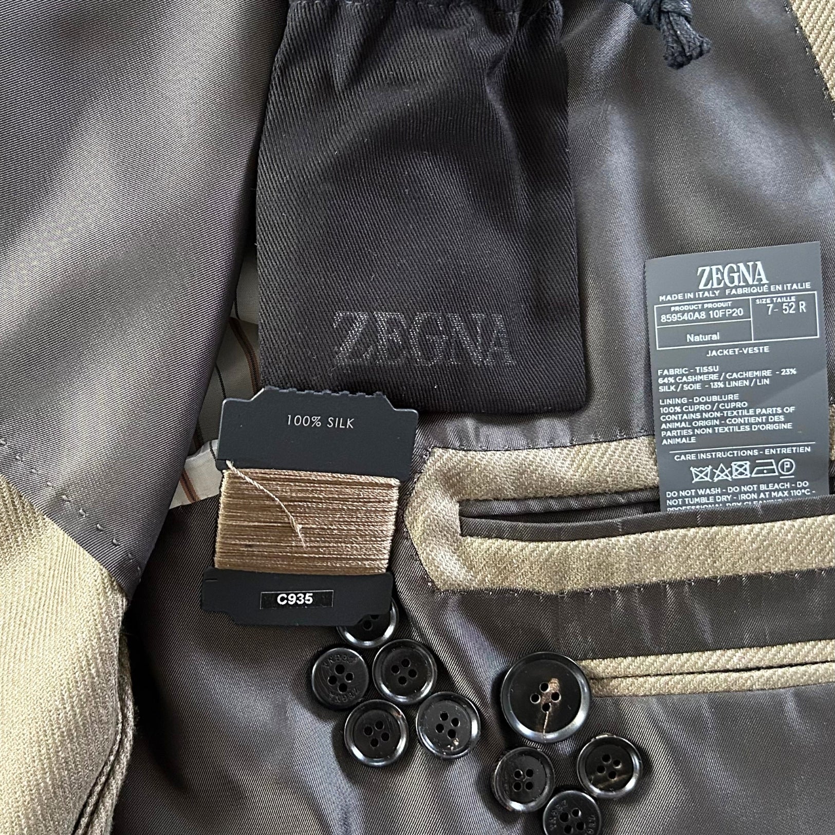 Olive Melange Blazer made of Cashmere/Silk/Linen (EU 52)