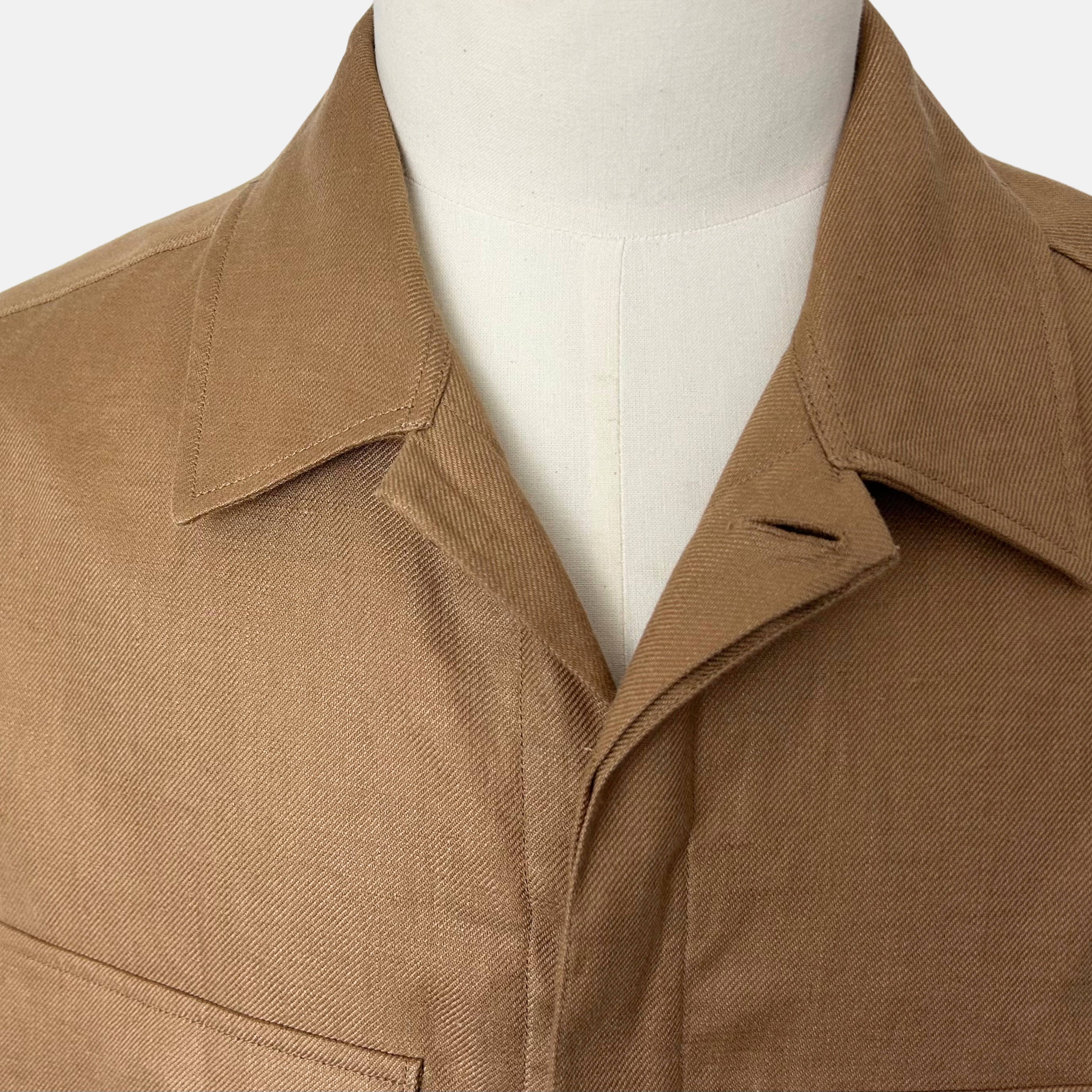 Camel Shirt Jacket made of Linen (L)