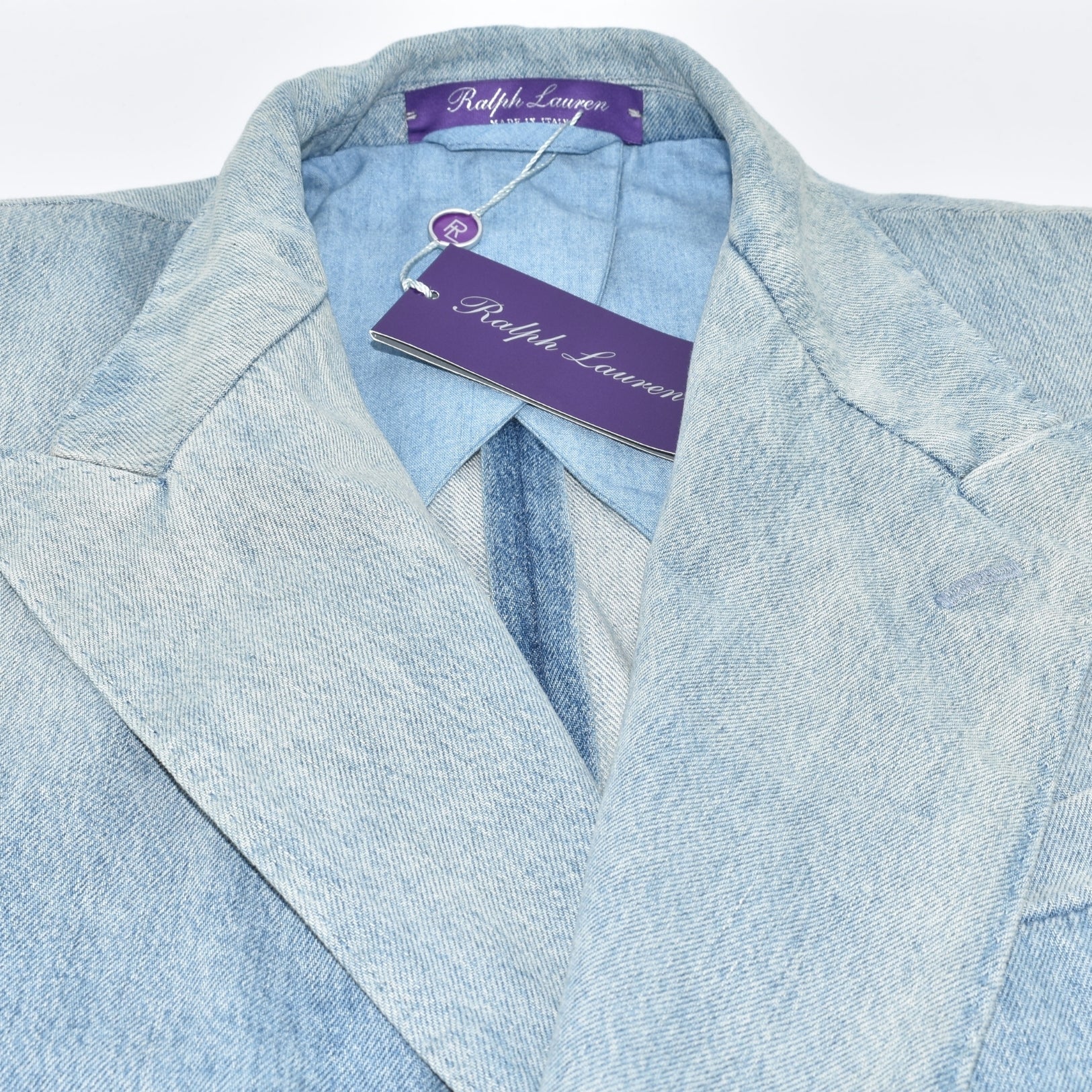 Blue Double Breasted Denim Cotton Blazer (EU 52)